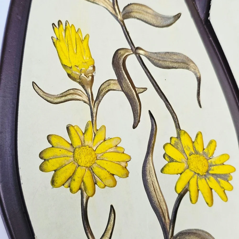 1962 Richter Floral Wall Plaque Mid Century Modern MCM Diamond Art Retro Kitsch